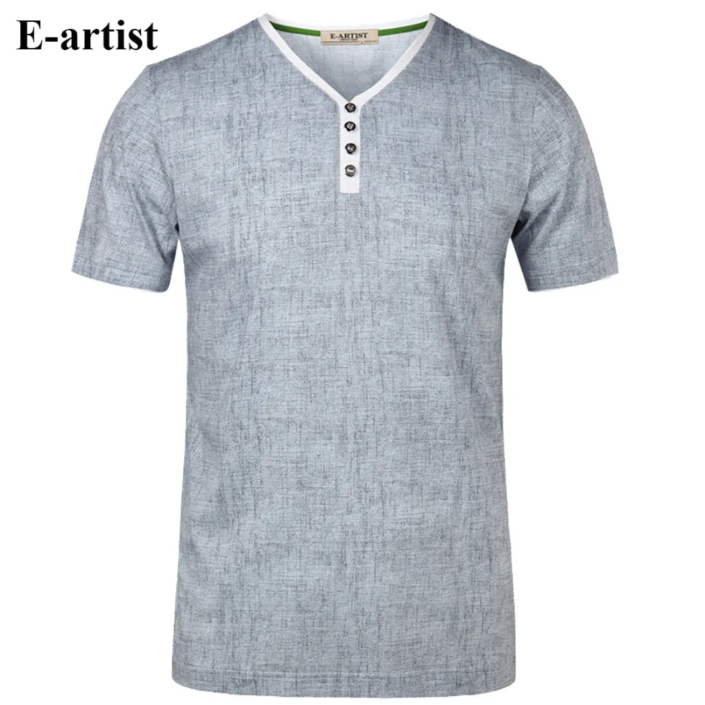 E artist Men s Slim Fit Casual V Neck Short Sleeve T Shirts Male Double Mercerized