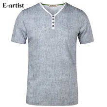 E-künstler männer Slim Fit Casual V-ausschnitt Kurzarm T-Shirts Männliche Doppel Mercerisierte Baumwolle Ebene Übersteigt T-stücke Plus größe 5XL T28