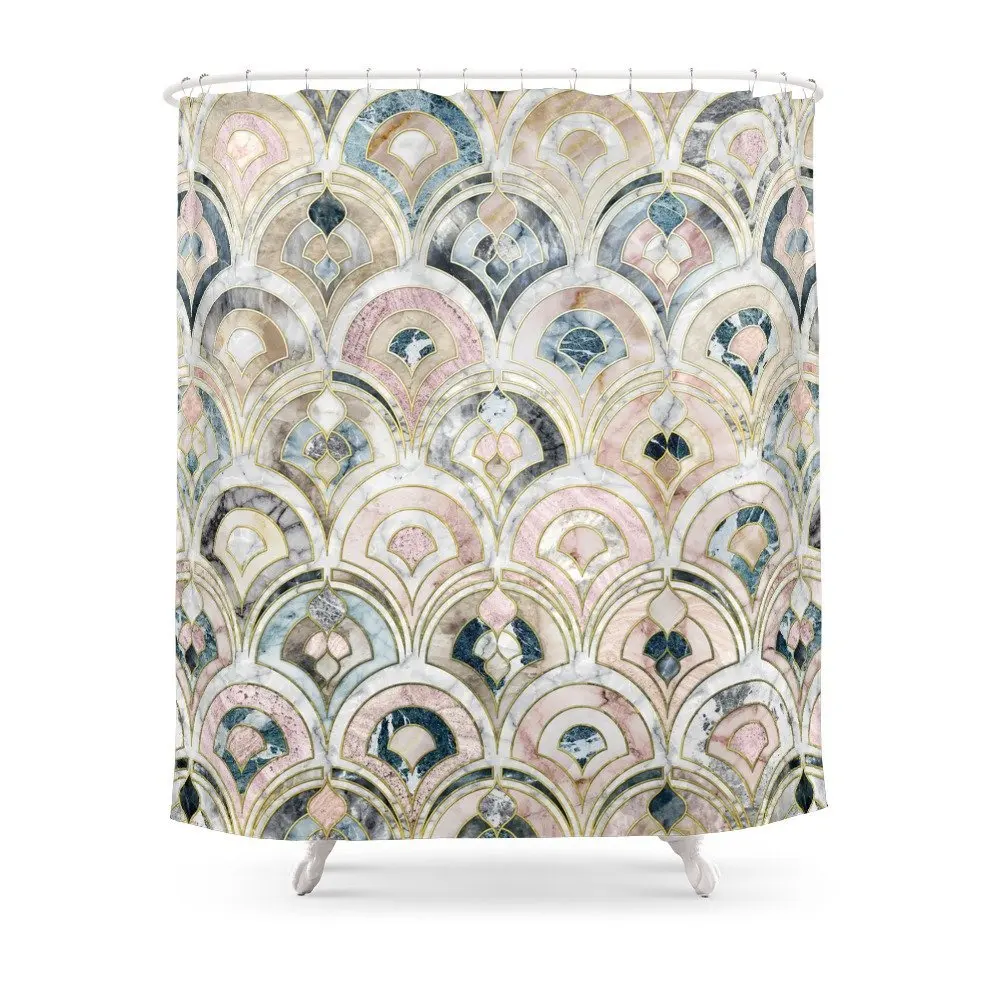 Арт деко мраморная плитка в мягкой пастели занавеска для душа|art shower curtain|shower curtain artshower |