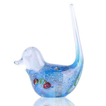 

H&D Unique Hand-blown Bird Figurines Art Glass Collection Home Office Decoration Crystal Ring Holder Jewelry Dish Tray for Gift