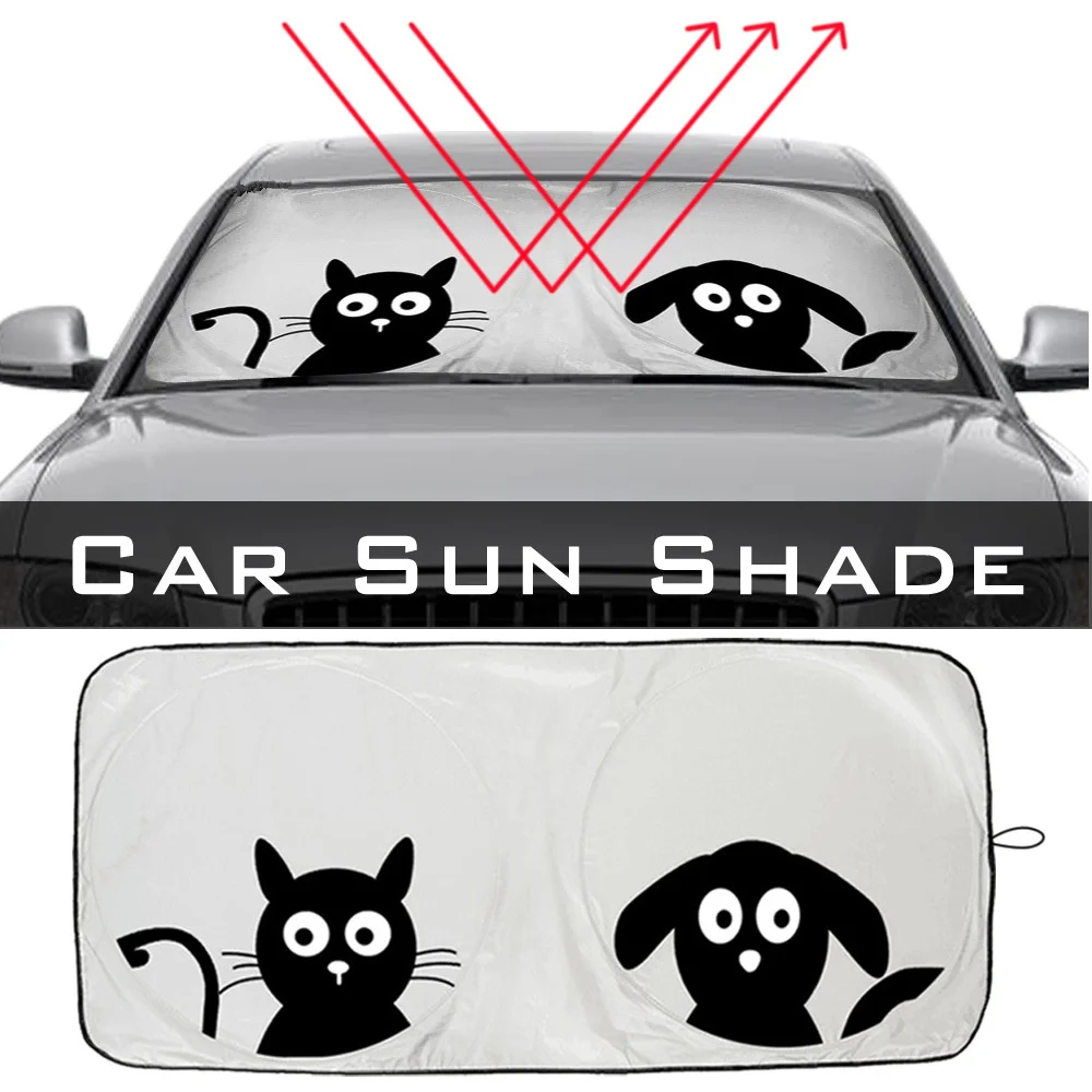 

Front Cartoon Car Window Sunshade Universal Folding Medium Auto Sun Visor Windshield Block Cover