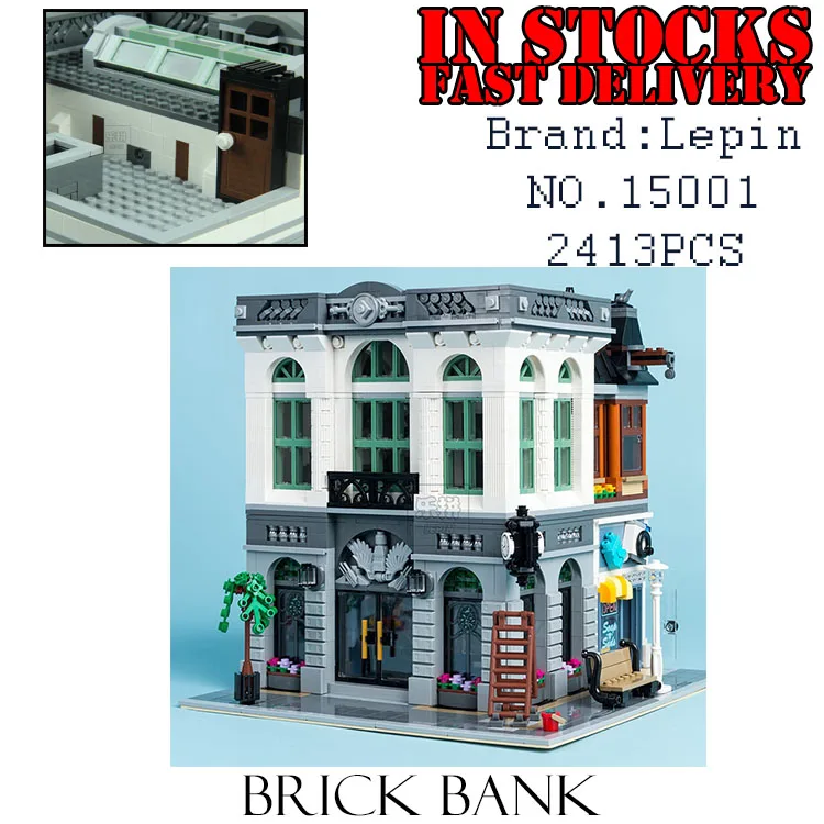 

LEPIN 15001 2413Pcs Creator Brick Bank Model Building Bricks Blocks Kits anime figures fun Toys for children Gift