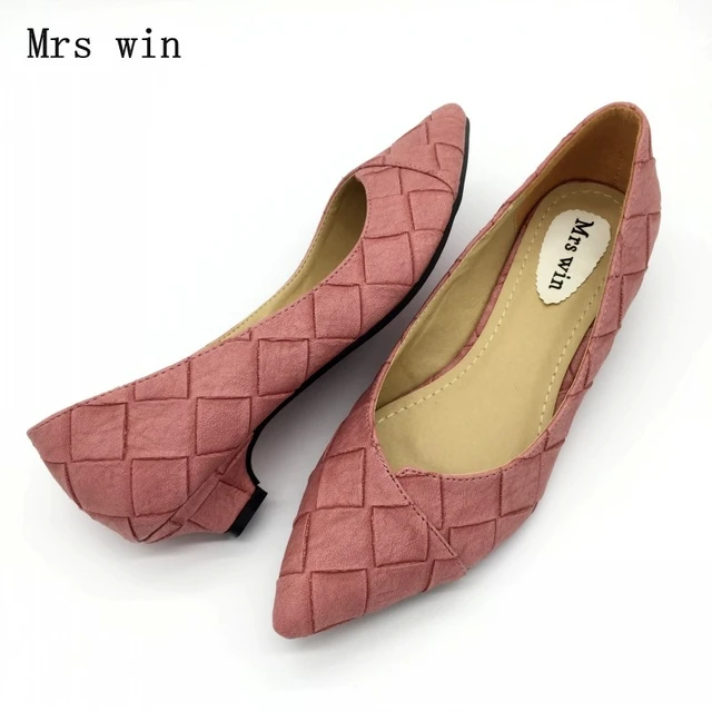 Vintage Style Women’s Pointed Toe Pumps Spring Autumn PU Shallow Slip On Women Low Heel Pumps Office Lady Casual Single Shoes