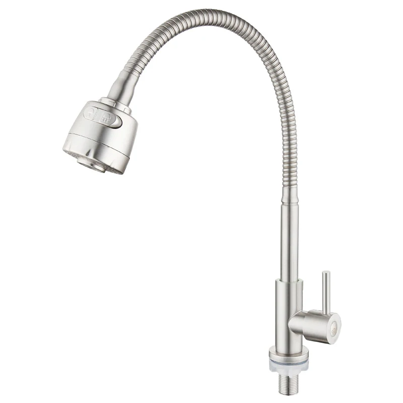 Billig Küche Wasserhahn Edelstahl Einzigen Handgriff Waschbecken Wasserhahn Gebogene Einzigen Kalten Wasserhahn Kran Bad Becken Wasser Wasserhahn Deck Montieren