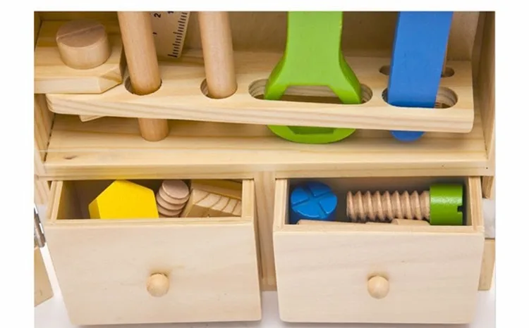 Деревянный многофункциональный набор инструментов коробка технического обслуживания деревянная игрушка для малышей гайка Комбинации игрушка для обучения подарки