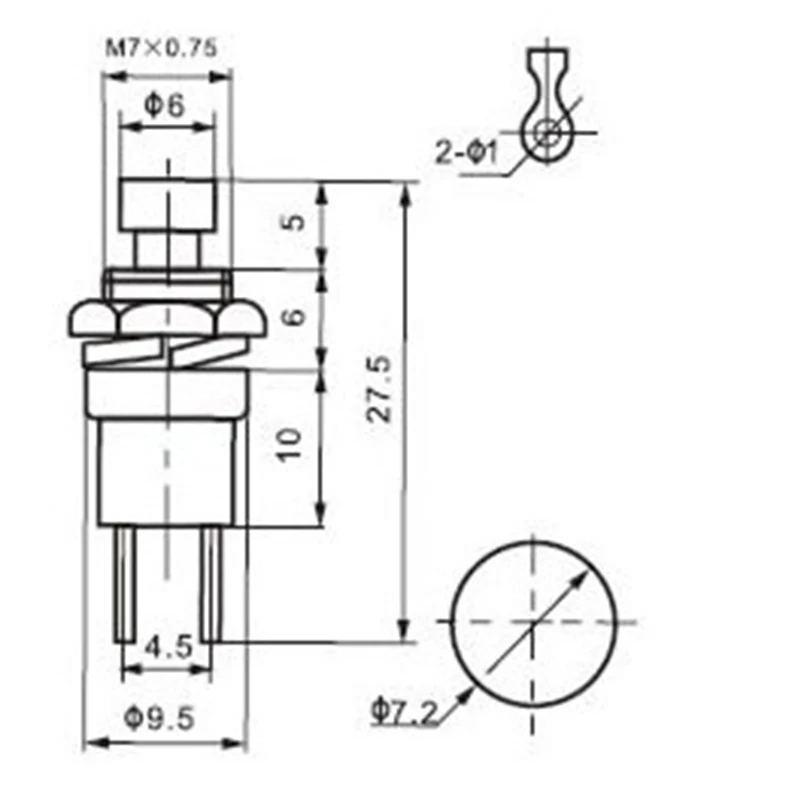 6 шт. 7 мм Мгновенный кнопочный переключатель Нажмите переключатель сброса мгновенный вкл. Выкл. Кнопочный микропереключатель нормально открытый Нет