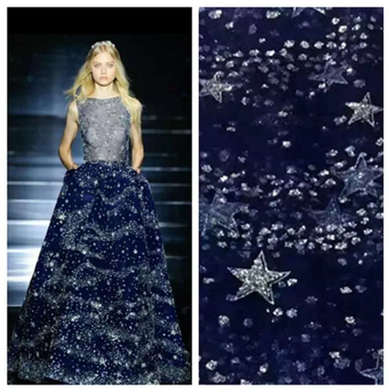 GLace 1 м/лот, 3 цвета, сетчатая кружевная ткань со звездами и блестками, бронзовая сетчатая ткань для свадебного платья, кружевное украшение, tx762