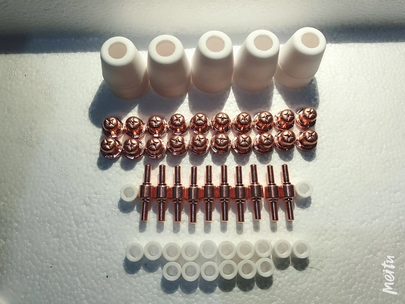 

55Pcs/Set Air Plasma Cutting torch AIR Nozzle plasma Electrode Cutter Consumables TIP For PT31 LG40 Torch CUT-50D Ceramic+Metal