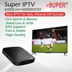 Супер iptv 6000 Live 60000VOD + T95X2 Android tv Box Amlogic S905X2 Четырехъядерный 4G/32G 4 K 2,4G Wifi телеприставка Италия Германия Великобритания IP tv