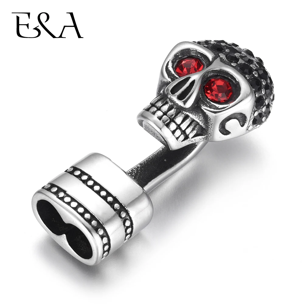 

Stainless Steel Leather Cord Clasp Hook Red Eyes Skull End Cap Connector for Men Bracelets Jewelry Making DIY Supplies Wholesale