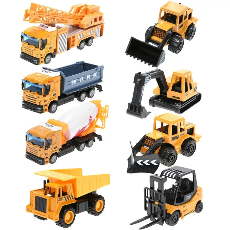 

Mini Alloy Engineering Truck Models Toy Simulation Excavator Clay Tanker Lifting Truck Forklift Car Model Educational Toy Gift
