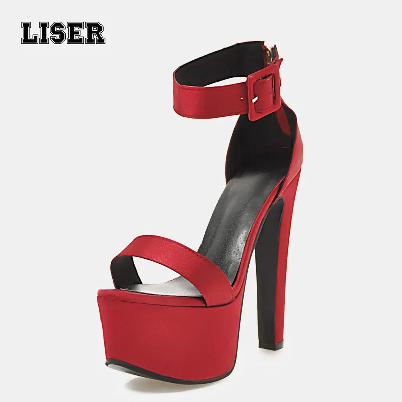 

designer sandals women luxury 2019 new arrival satin super high 16cm platform heels sexy red ankle strap open toe ladies shoes