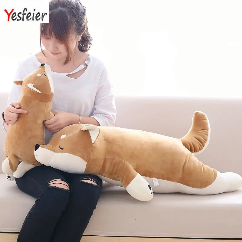 

55-100cm big size dog doll Cute Brown Akita dog plush toys Stuffed Down Cotton Soft dog pillow Cushion Christmas gift for kids