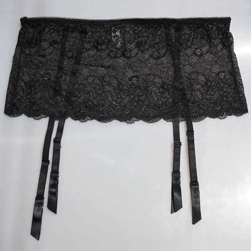 Women Garters Black Lace Garter Belt 4 Straps Metal Buckles Clips Sexy Suspender Belt For