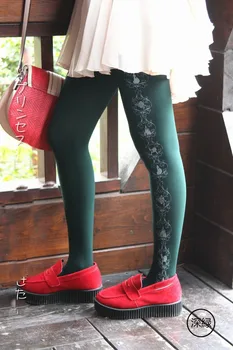 

Lolitao socks Autumn and winter printed pantyhose velvet Princess lace Velvet tights stockings kw1