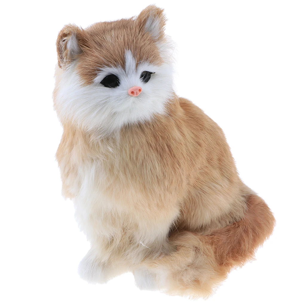 Simulation Faux Fur Horse/ Cat Model Kids Educational Toy Handicraft Collection Home Ornament