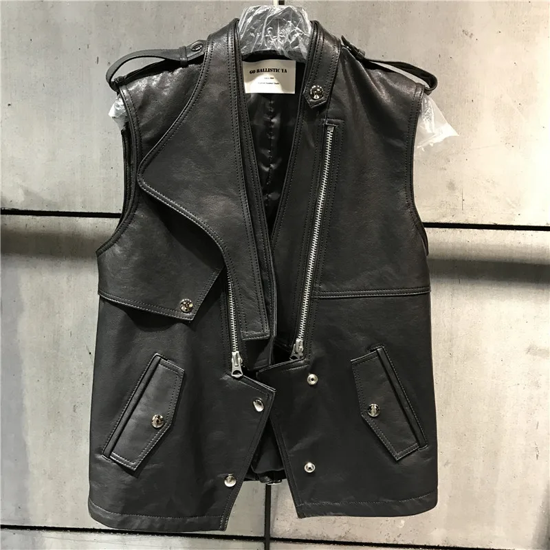 Buy lady genuine leather vest fashion women real