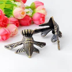 Free shipping 4 X Antique Brass Jewelry Gift Box Wood Case Decorative Feet Leg Corner Protector J2832
