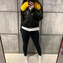 Женская качественная куртка из натуральной кожи, модная женская кожаная куртка с меховым воротником