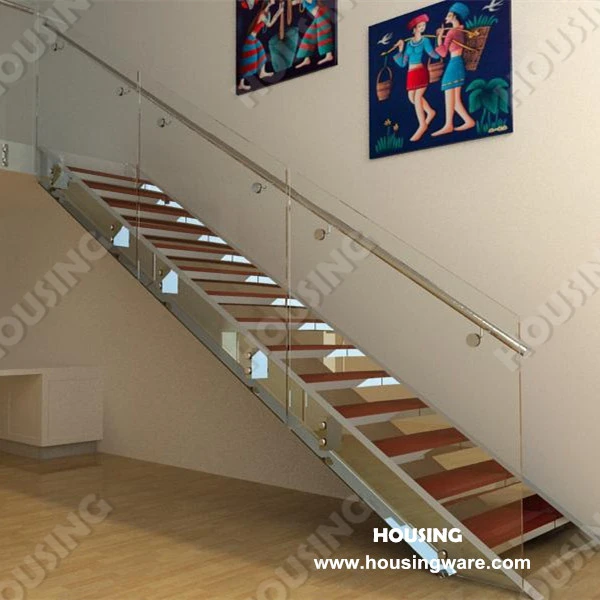 Inexpensive Wood Steps And Laminated Gl Handrail Straight Indoor Inexpensive Wood Steps And Laminated Gl Handrail Straight Indoor Stair
