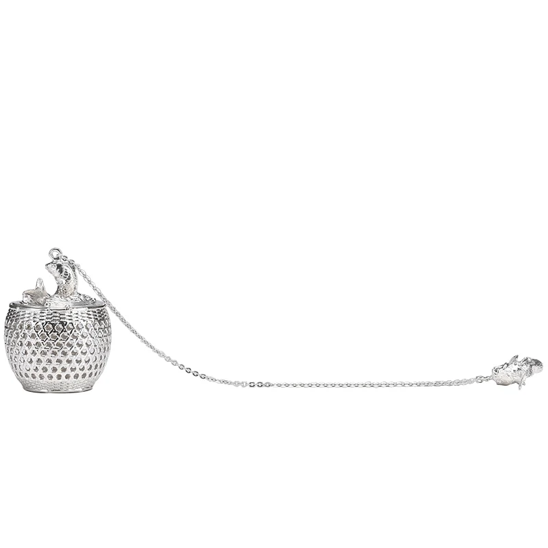  New S999 Silver Ball Tea Dip Net Filter with Hook Loose Tea Spice Ball with Rope Chain Home Kitchen - 33017223008