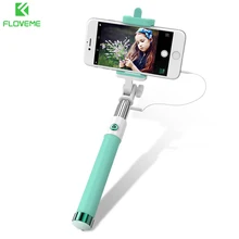 FLOVEME брендовая универсальная Выдвижная Проводная селфи-Палка с поворотом на 270 градусов портативный монопод Macaron для iPhone Xiaomi samsung