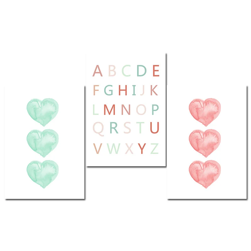 Watercolor-Heart-A-to-Z-Alphabet-Wall-Art-Canvas-Posters-Nursery-Prints-Large-Canvas-Painting-Nordic(8)