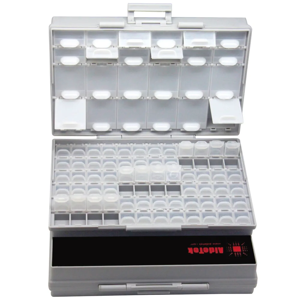 AideTek пластиковая коробка для хранения, органайзер, корпус SMD SMT, части, органайзер, поверхностное крепление, коробка, органайзер, прозрачная коробка, 2BOXALL96
