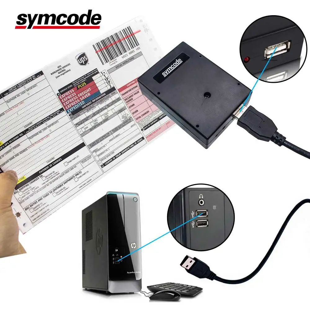  Automatic Barcode ScannerSymcode USB Laser Wired Handheld Portable Box Automatic 1D Barcode Reader
