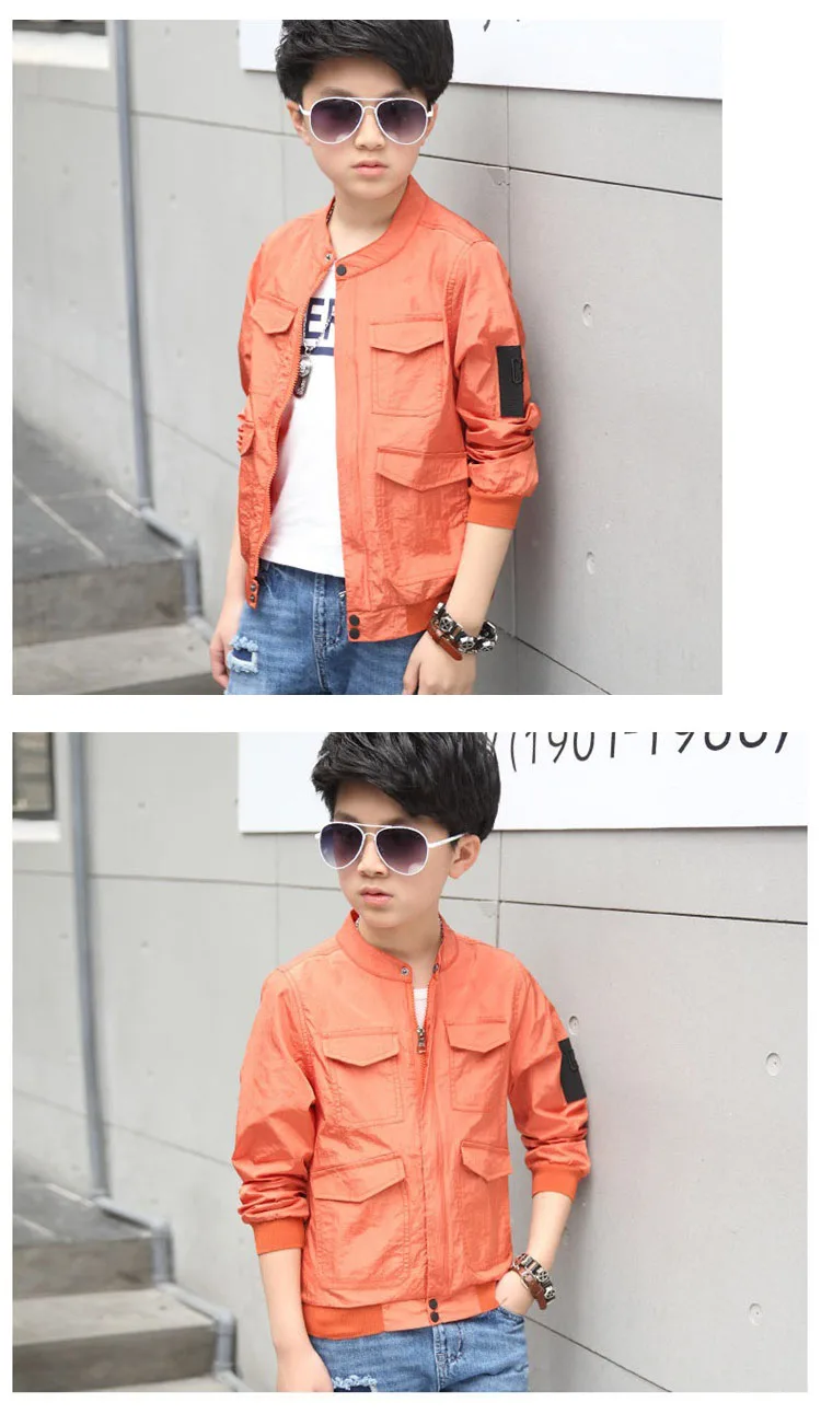 Teenage Boys Outerwear Coat Children's Wear New 2018 Spring and Summer Little Boys Fashion Solid Jackets For Kids Tops Clothing (10)