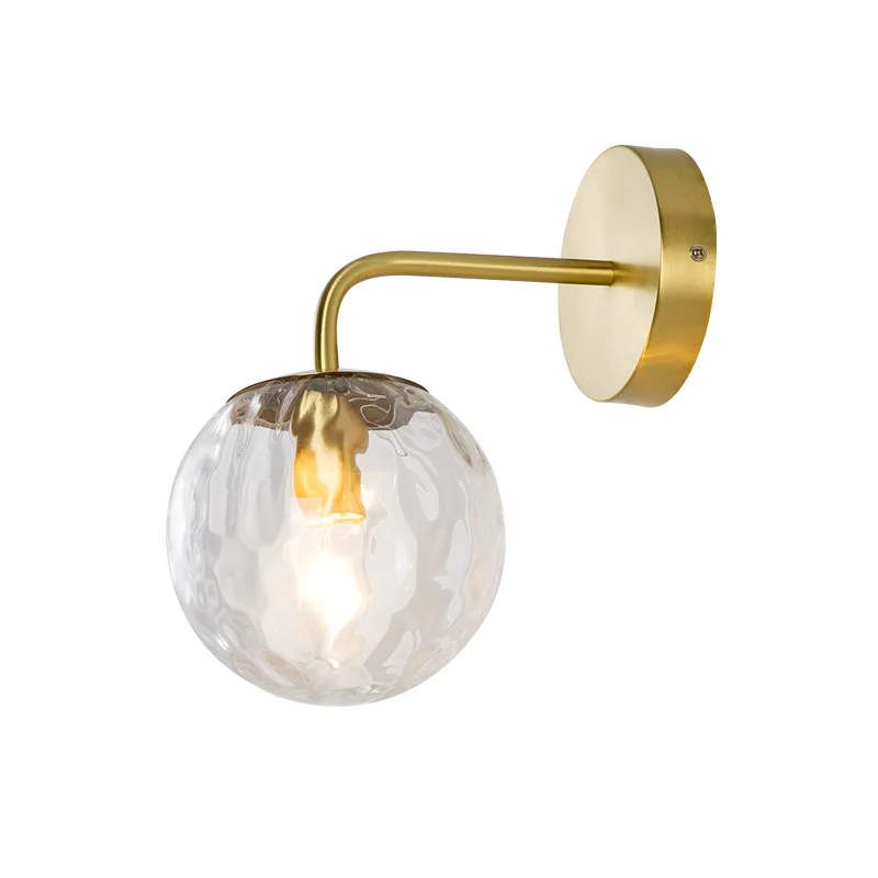 Скандинавское Латунное круглое основание стеклянная щетка с лампой Золотая прикроватная настенная лампа для спальни Гостиная Ванная
