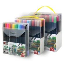 Художественный дизайн, 12 цветов, двойная головка, набор водяных знаков, мягкая и жесткая двойная головка, цветная ручка для студентов, ручная работа, аниме, фломастеры