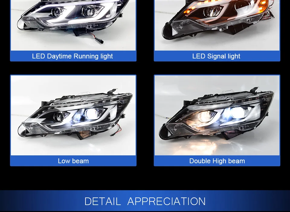 AKD тюнинг автомобильных фар для Toyota Camry- светодиодные фары DRL ходовые огни Биксеноновые лучевые огни ангельские глаза