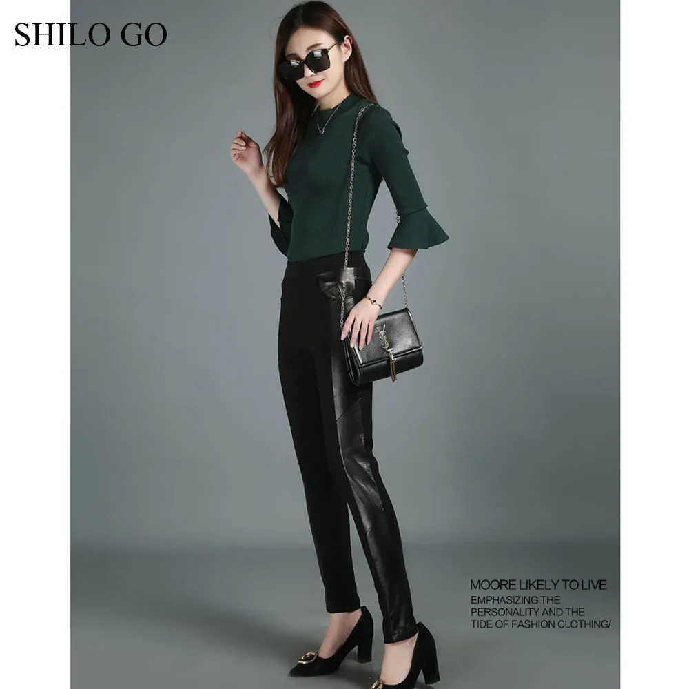 Женские кожаные брюки SHILO GO осенние модные из натуральной овечьей кожи
