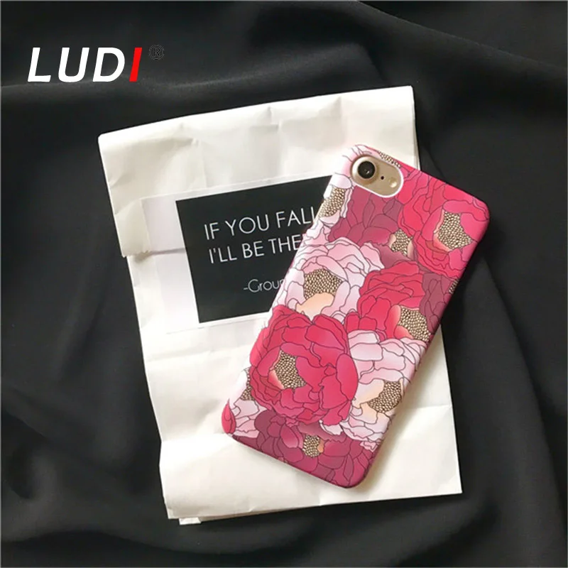 LUDI Новый чехол в стиле ретро со светящимися красными цветами для iPhone X 8 7 plus