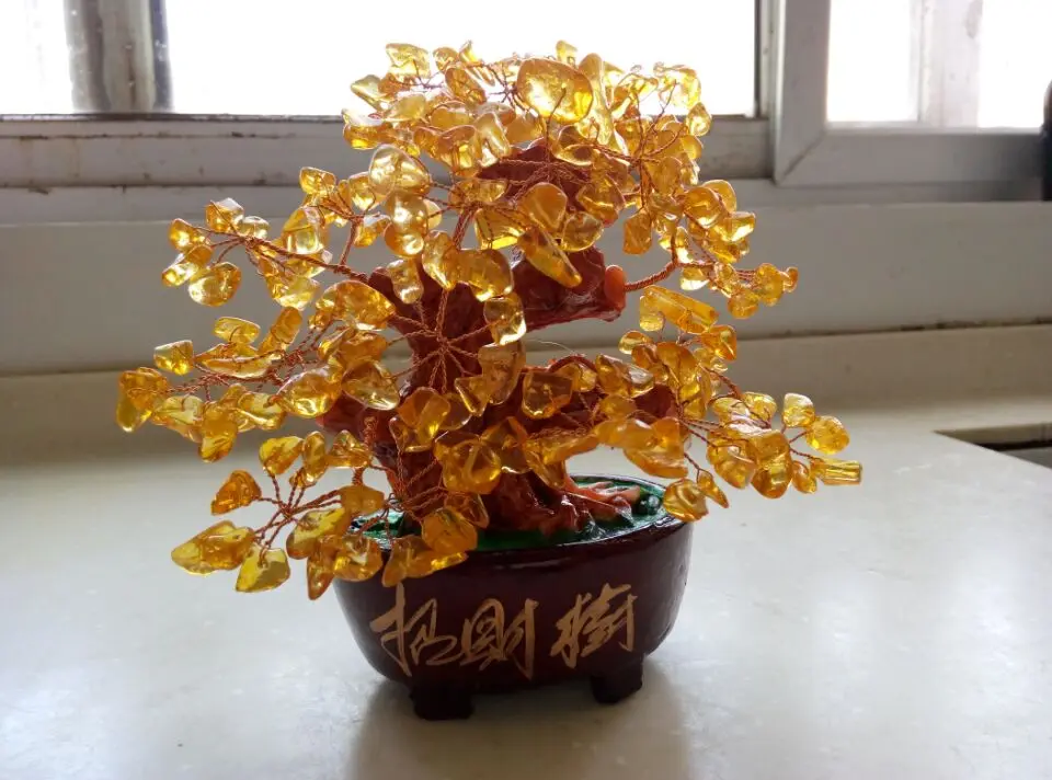 

7" Lucky tree!!! Natural pretty citrine yellow crystal gem tree