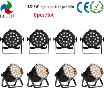 

Stage Light 18x18W RGBWA UV 6in1 DMX512 LED Zoom Par Light Power in and out for DJ Disco Wedding Christmas Party 8pcs/lot