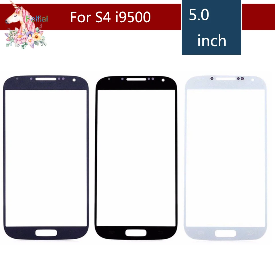 10 шт./лот, высокое качество, для samsung Galaxy S IV S4 i9500 I9505 I337 GT-i9500, передняя внешняя стеклянная линза, сенсорный экран, панель для замены