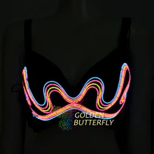 EL бикини светящийся модный светодиодный легкий бюстгальтер костюм для женщин/дамы EL бикини танцевальное платье Beyonce танец живота аксессуары