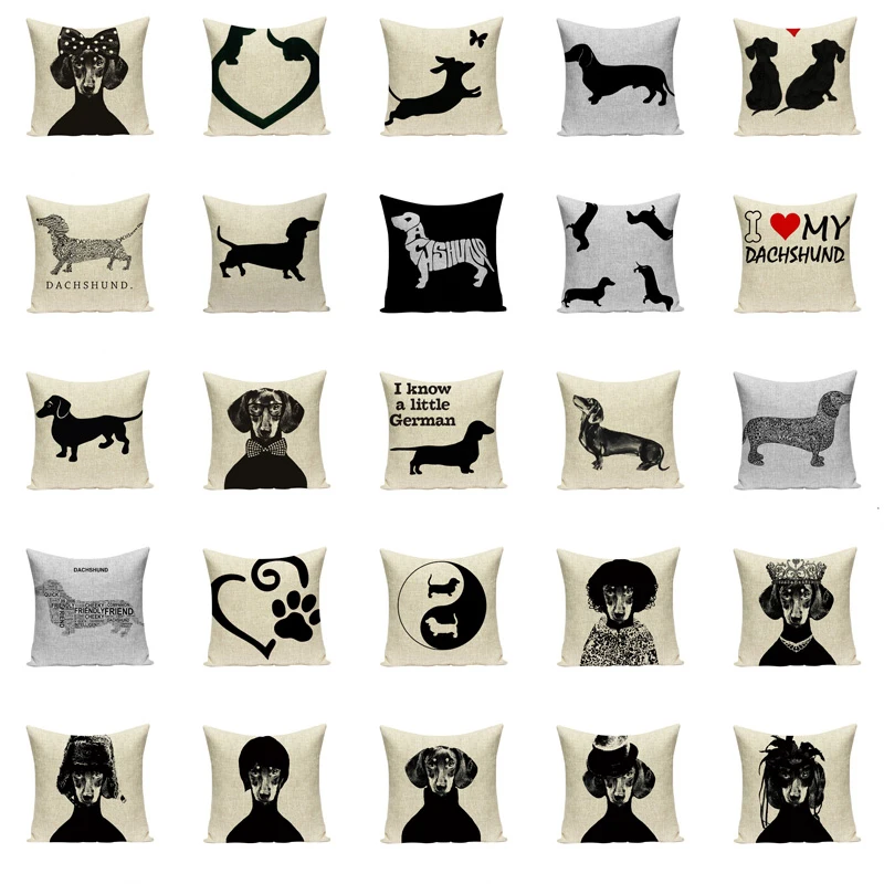 

High Quality Pillowcase Animal Decoration Pillow Sofa Black White Dog Sofa Cushion Cover Living Room Can Be Customized 45*45cm
