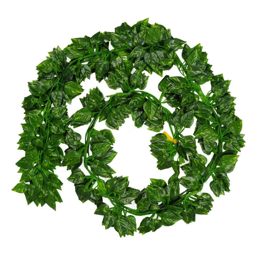 

Artificial Flowers 7Feet/pcs Pack of 12pcs Green Hanging Vine Plant Leaves Garland For Party Home Garden Wall Decoration