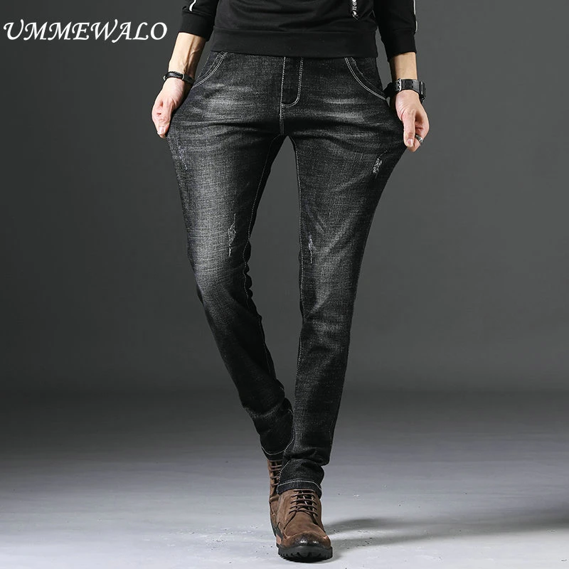 UMMEWALO Stretch Skinny Jeans Men Casual Black Denim Jeans Mens Slim Fit Cotton Quality Jeans Pants Trousers B838