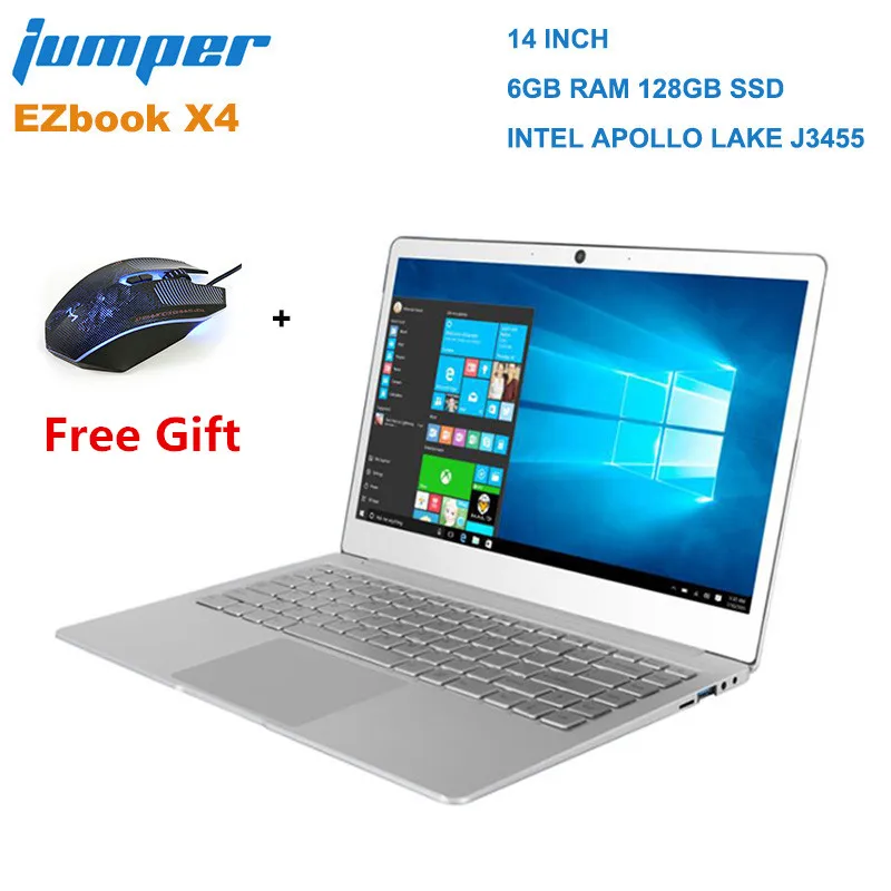 Джемпер EZbook X4 ноутбука тетрадь 14 0 дюймов Win 10 Intel Apollo Lake J3455 4 ядра 1 5 ГГц 6 ГБ