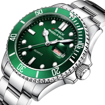

zegarki meskie 2018 Latest Top Luxury Green Business Quartz Men's Watch Fashion Casual Stainless Steel Waterproof Watch Relogio