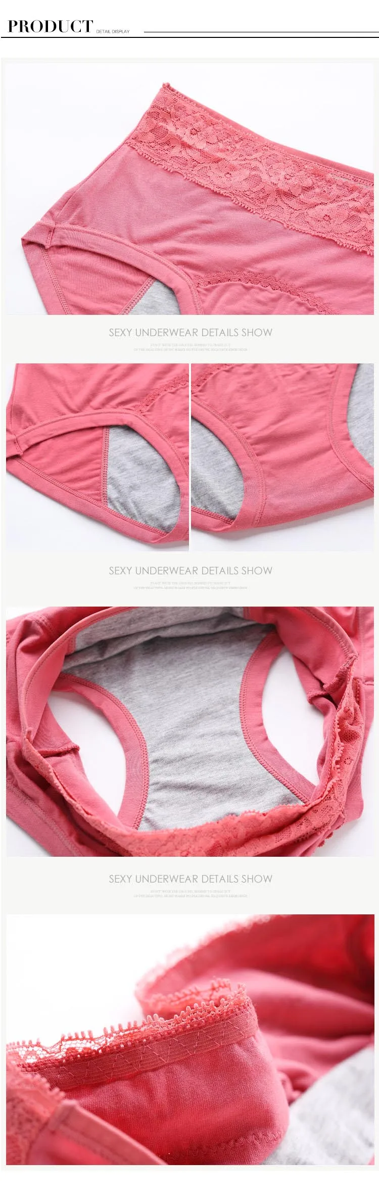 Menstrual Period High Waist Underwear Women Cotton Panties Ladies Seamless Lace Briefs Physiological Leakproof Female Underpants (16)