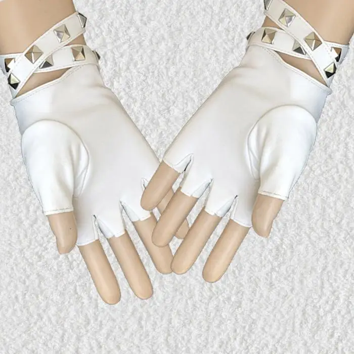 1 пара половины пальцев PU кожаные перчатки рок в стиле панк с заклепками мотоцикл перчатки без пальцев Новый