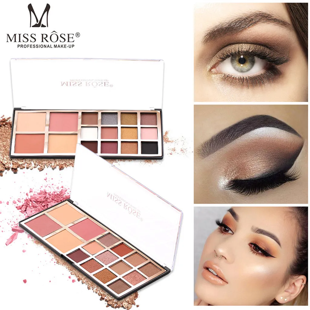 

16 Colors Long Lasting shimmer eyeshadow palette Cosmetic Matte Eyeshadow+Blusher+Powder Bread Makeup Palette Set