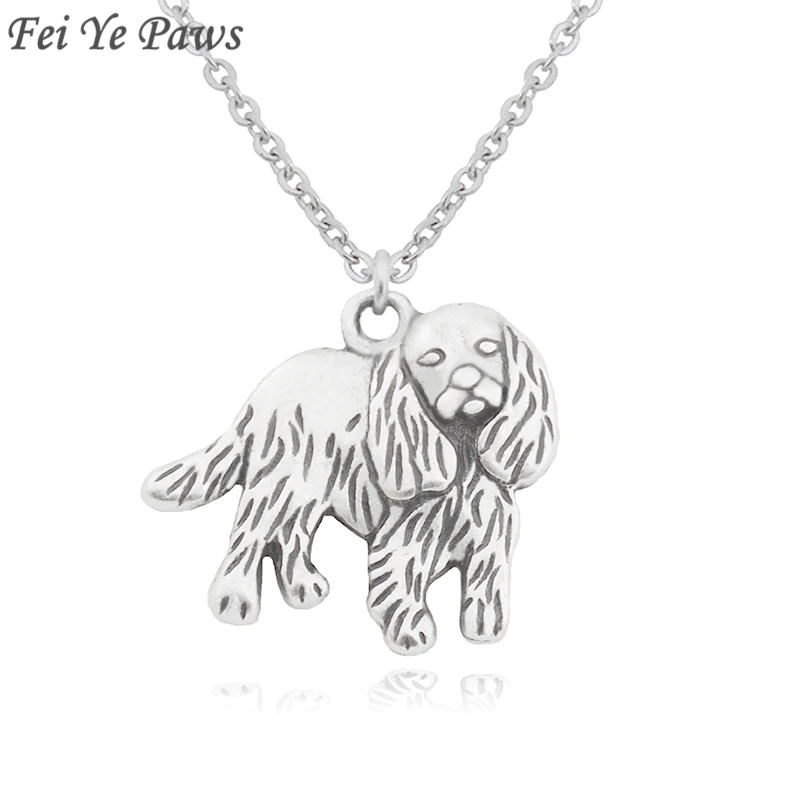 

Fei Ye Paws Vintage Stainless Steel Chain Cavalier King Charles Spaniel Necklaces&pendants Boho Dog Charms Necklaces For Women