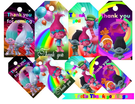 Trolls Favor Tags Trolls Thank You Tags Trolls Gift