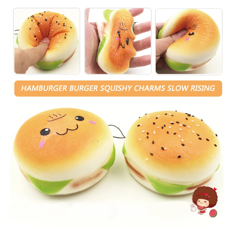 10CM Jumbo Oncen Face Hamburger Burger Squishy Charms Slow Rising Free shipping - us196